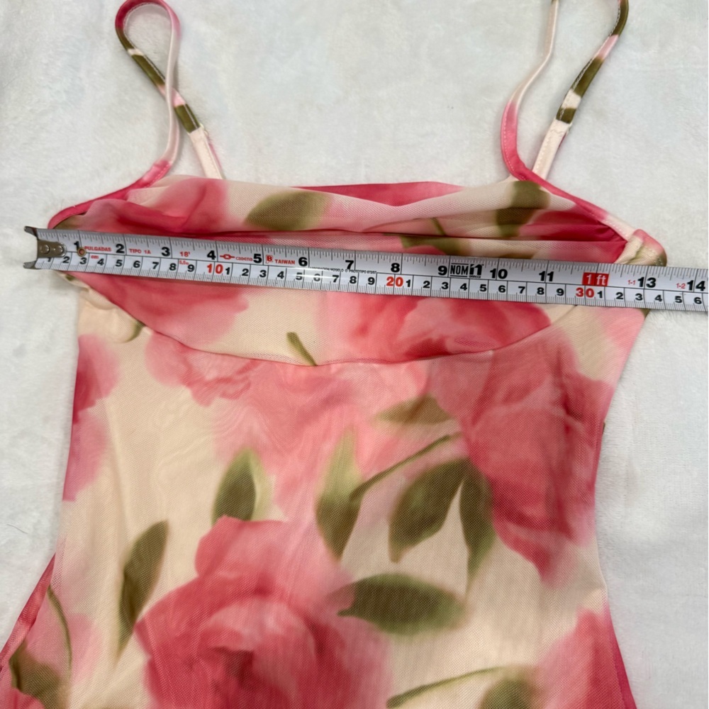 Pink Floral Midi Dress Coquette Whimsical Fairycore Barbiecore XS/S - Picture 10 of 11